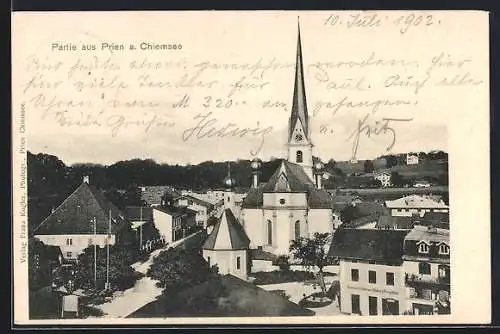 AK Prien a. Chiemsee, Teilansicht mit Kirche