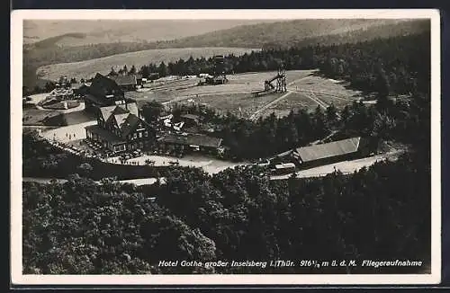 AK Grosser Inselsberg, Hotel Gotha aus der Vogelschau