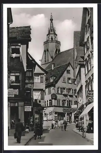 AK Tübingen am Neckar, Neckargasse mit Stiftskirche