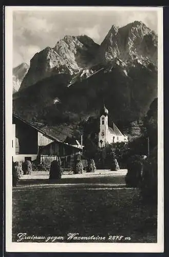 AK Grainau, Kirche gegen Waxensteine