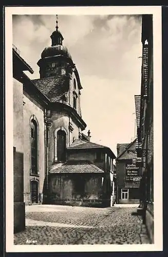 AK Aalen, Strassenpartie mit evangelischer Stadtkirche