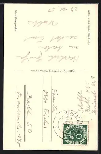 AK Aalen, Strassenpartie mit evangelischer Stadtkirche