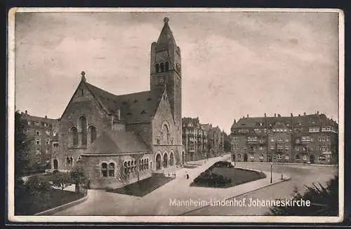 AK Mannheim-Lindenhof, Platz an der Johanneskirche