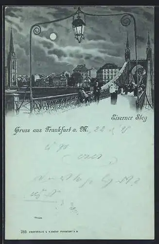 Mondschein-AK Alt-Frankfurt, Am Eisernen Steg