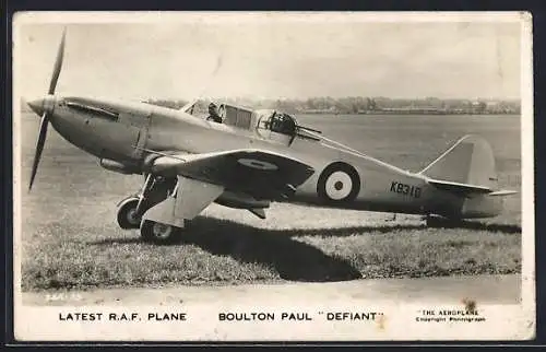 AK Latest R.A.F. Plane, Boulton Paul Defiant