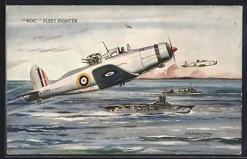 AK Roc Fleet Fighter, Kampfflugzeuge über einem Flugzeugträger der Royal Navy