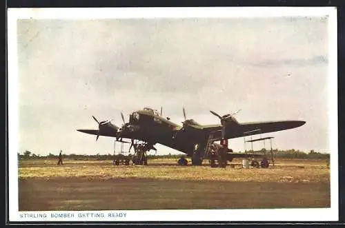 AK Stirling Bomber gettin ready, Flugzeug