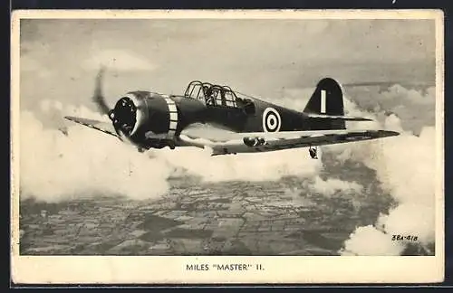 AK Flugzeug The Phillip and Powis Miles Master II. British Advanced Trainer in the air