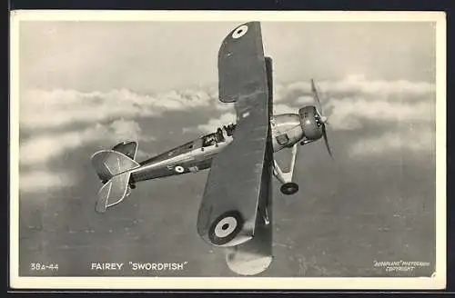 AK Fairey Swordfish, Flugzeug von oben während des Fluges