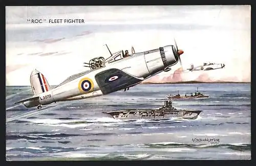 AK Roc Fleet Fighter, Kampfflugzeuge über einem Flugzeugträger der Royal Navy