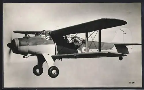 AK Britischer Doppeldecker-Torpedobomber Fairey Albacore im Flug, Fleet Air Arm