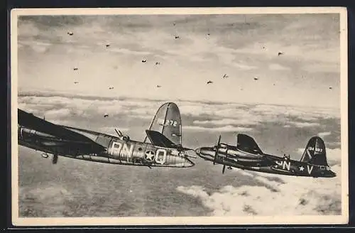 AK Glenn Martin B-26 c Maraufer, Bomberstaffel über den Wolken