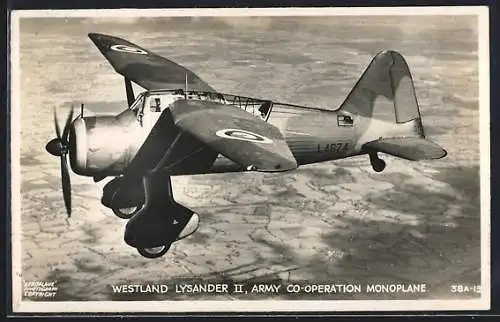 AK Westland Lysander II, Army Co-Operation Monoplane, Flugzeug