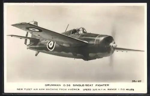 AK Single-Seat Fighter Grumman G-36 in flight, Fleet Air Arm