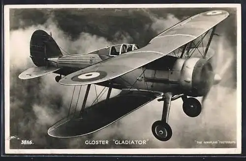 AK Flugzeug Gloster Gladiator in der Luft