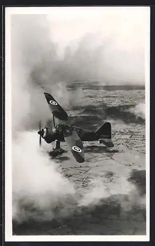 AK Army Co-operation machine Westland Lysander between the clouds