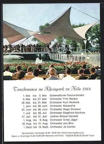AK Köln-Deutz, Tanzbrunnen im Rheinpark 1964