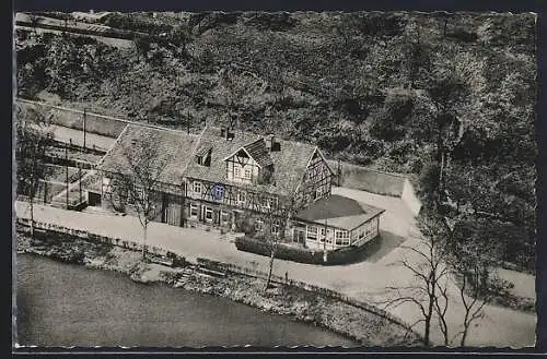 AK Niederwerbe /Edersee, Gasthaus Löber von H. Löber, Ansicht aus der Vogelschau