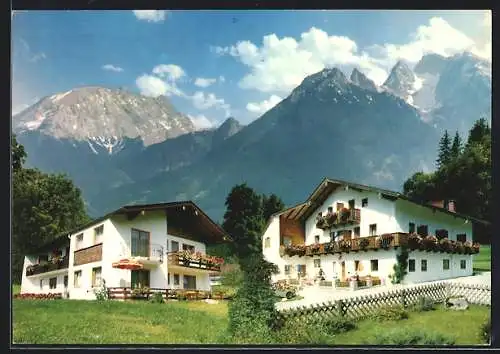 AK Ramsau bei Berchtesgaden, Gasthaus Taubenseehof an der Deutschen Alpenstrasse, Bes. J. u. E. Hinterseer