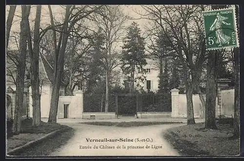 AK Verneuil-sur-Seine, Entree du Chateau de la princesse de Ligne