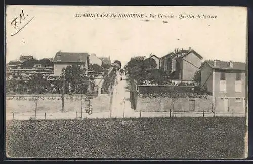 AK Conflans Ste-Honorine, Vue générale, Quartier de la gare