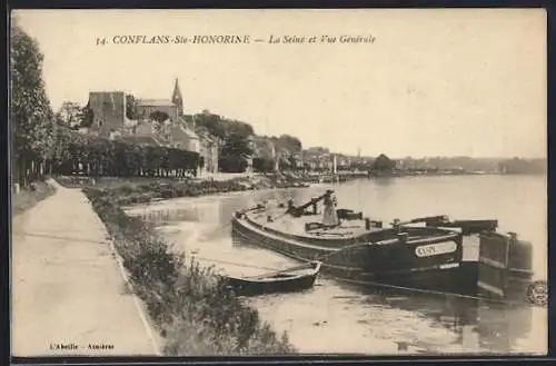 AK Conflans-Ste-Honorine, La Seine et Vue générale