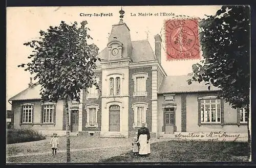 AK Civry-la-Foret, La Mairie et l`Ecole