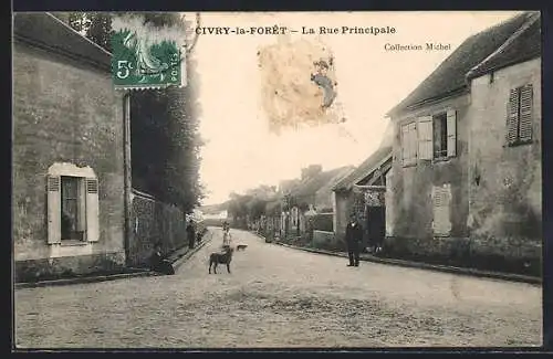 AK Civry-la-Foret, La Rue Principale