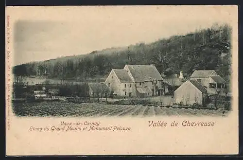 AK Vaux-de-Cernay, Etang du Grand Moulin et Monument Pelouze