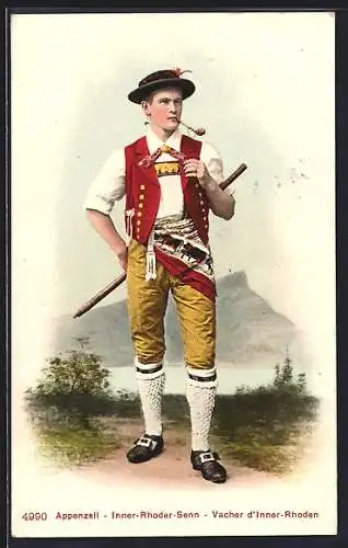 AK Junger Mann in Appenzeller Tracht, Inner-Rhoder-Senn