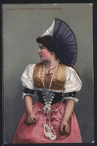 AK Frau in einer Appenzeller Tracht, Inner-Rhoden