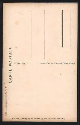 AK Raucher und zwei Damen, Bale, Wappen, Schweizer Trachten 1830