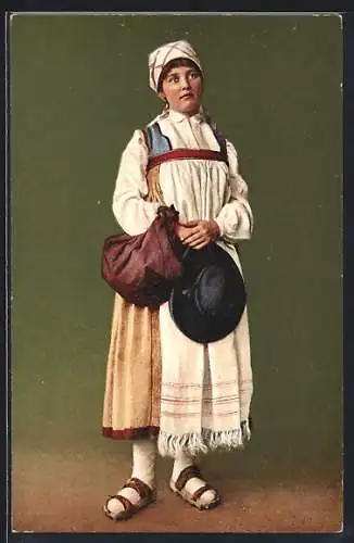 AK Ticino, Mädchen in schweizer Tracht