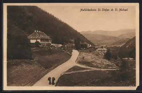 AK St. Stefan ob Leoben, Mathildenheim und Strassenpartie