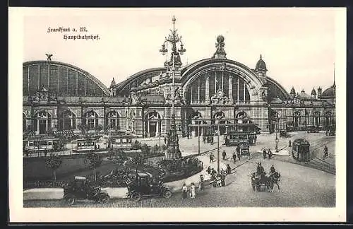 AK Frankfurt a. M., Hauptbahnhof mit Strassenbahn