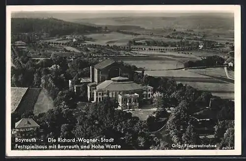 AK Bayreuth, Blick auf das Festspielhaus und die Hohe Warte