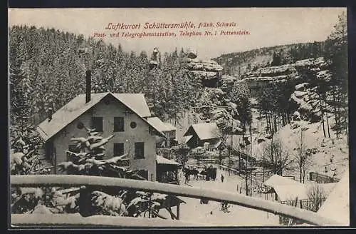 AK Schüttersmühle, Ortsansicht im Winter