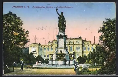 AK Frankfurt, Zoologischer Garten und Schützenbrunnen