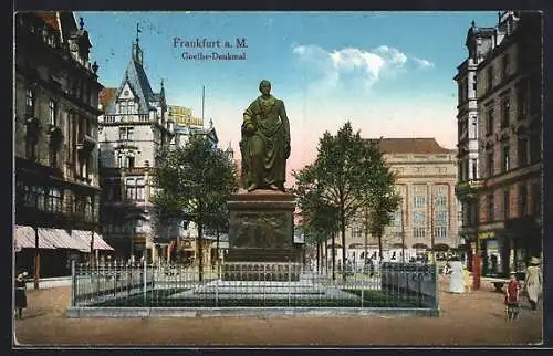 AK Frankfurt a. M., Blick auf das Goethe-Denkmal