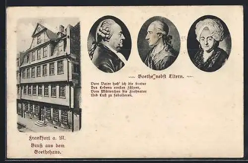 AK Frankfurt, Goethe-Haus, Porträt Goethes und seiner Eltern