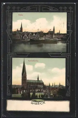 AK Lübeck, Hafen, Marienkirche