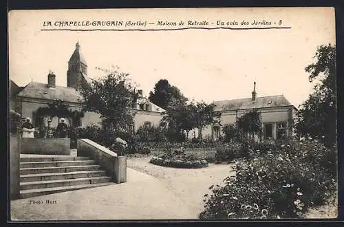 AK La Chapelle-Gaugain, Maison de Retraite, Un coin des Jardins