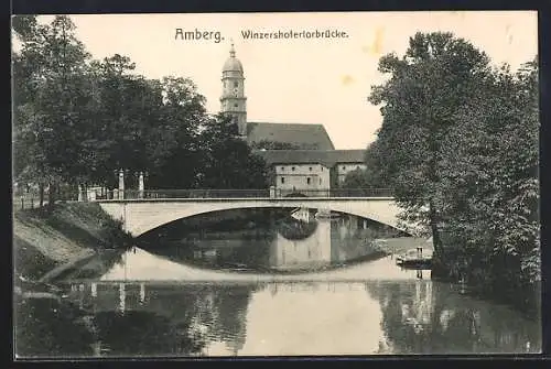 AK Amberg, Winzershofertorbrücke mit Turmgebäude