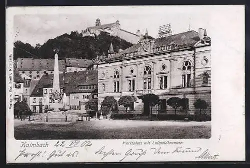 AK Kulmbach, Marktplatz mit Luitpoldbrunnen