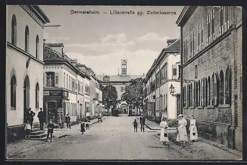 AK Germersheim, Lilienstrasse gg. Zollerkaserne