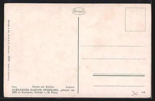 Künstler-AK Stengel & Co. Nr. 29040: Schafherde am Weiher, gemalt von Guignard