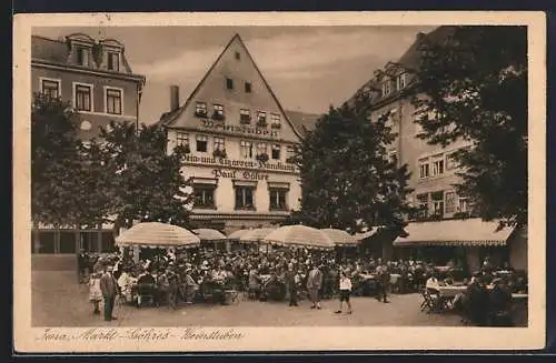 AK Jena, Markt mit Frühschoppen am Gasthaus Göhre