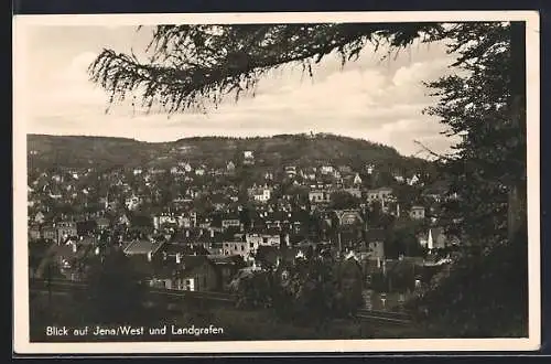 AK Jena, Teilansicht auf Jena-West und Landgrafen