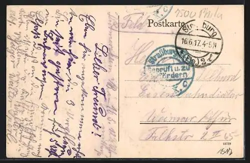AK Karlsruhe i. B., Kaiserstrasse mit Hauptpost