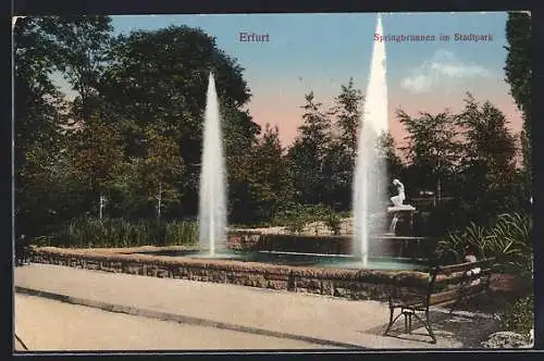 AK Erfurt, Springbrunnen im Stadtpark